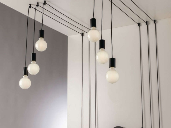 Φωτιστικό Οροφής Habitat I-HABITAT-PL6 NER 6xE27 Φ19cm 500cm Black Luce Ambiente Design Μέταλλο