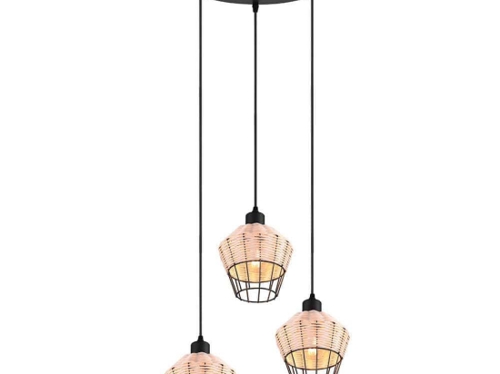 Φωτιστικό Οροφής Borka R31263336 Φ41x150cm 3xE27 40W RL Natural-Black Lighting