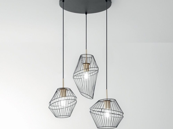 Φωτιστικό Οροφής Κρεμαστό I-Kiko-S3 E27 150x42x40 Black-Gold Luce Ambiente Design
