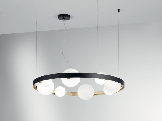 Φωτιστικό Οροφής Κρεμαστό I-Sonetto-S8 G9 150x76x4cm Black-Gold Luce Ambiente Design