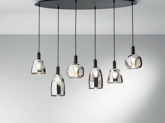 Φωτιστικό Οροφής Κρεμαστό I-Weizen-S6 E14 150x101x34cm Black-Chrome Luce Ambiente Design