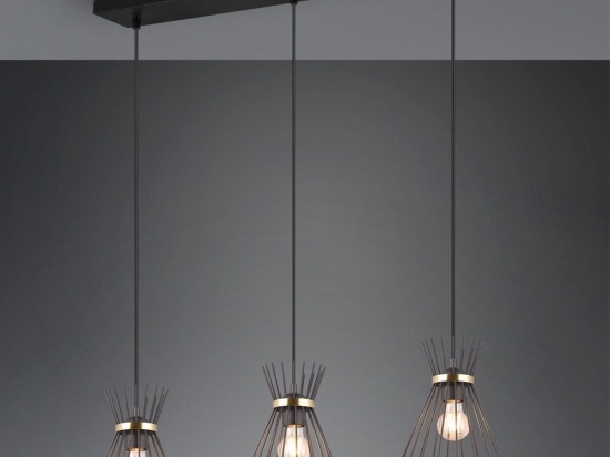 Φωτιστικό Οροφής - Ράγα Rod R31533080 3xE27 150x82cm Black- Gold RL Lighting