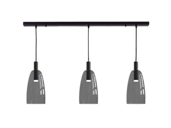 Φωτιστικό Οροφής - Ράγα Led 1970 3x5W 3000K 90Lm Grey-Black Αλουμίνιο,Γυαλί
