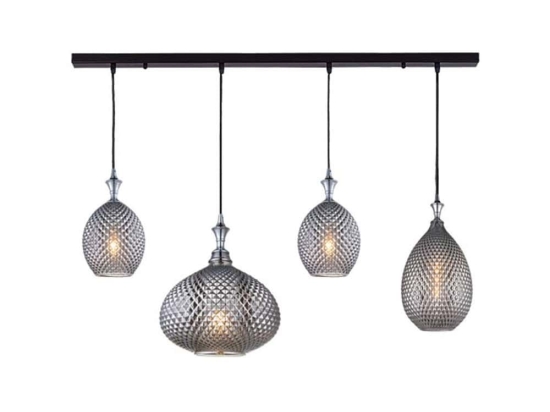 Φωτιστικό Οροφής - Ράγα 19240 Smoked Grey-Black Matt Μέταλλο,Γυαλί