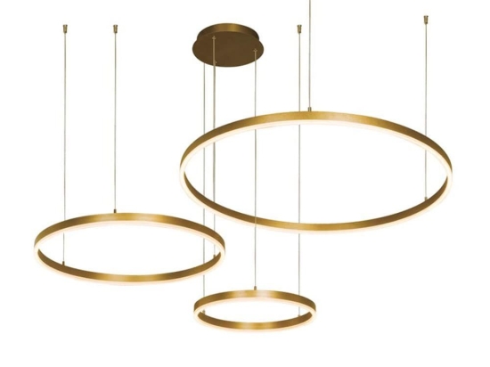 Φωτιστικό Οροφής Led 1956-D 136W 3000K 80Lm Gold Μέταλλο,Ακρυλικό