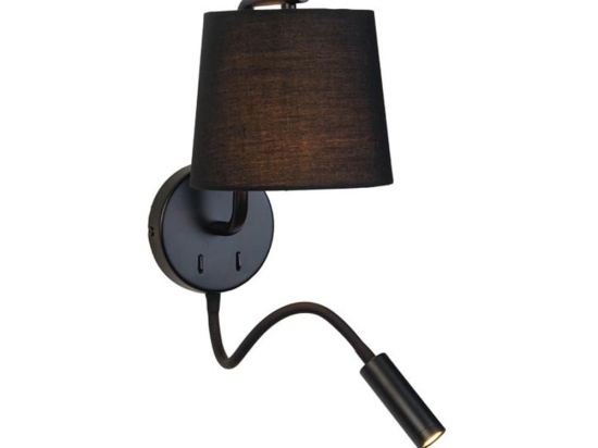 Φωτιστικό Τοίχου - Απλίκα Με Σποτ Led H57 Black Μέταλλο,Ύφασμα
