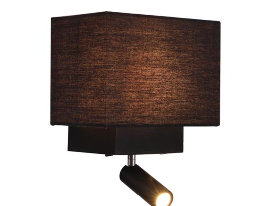 Φωτιστικό Τοίχου - Απλίκα Με Σποτ Led H59 Black Μέταλλο,Ύφασμα