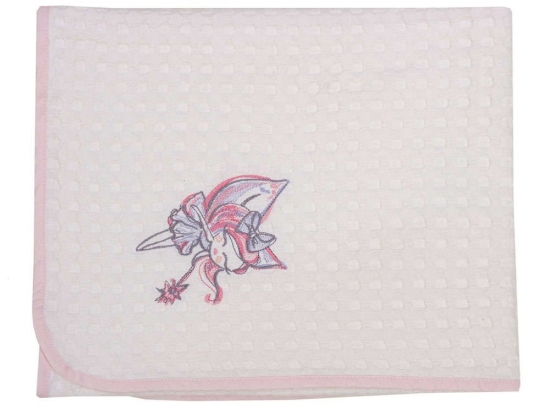 Κουβέρτα Βρεφική Πικέ Des. Felicia White-Pink Anna Riska Αγκαλιάς 80x110cm 100% Βαμβάκι