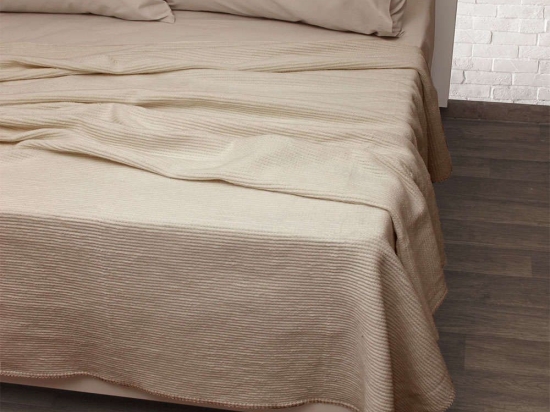 Κουβέρτα Πικέ Μελίνα Linen Viopros Μονό 160x220cm Βαμβάκι-Ακρυλικό