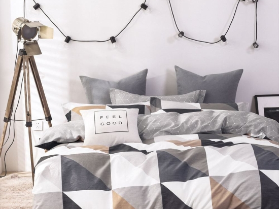 Κουβερλί Σx. Ρόμπερτ Σετ 3τμχ Grey-Beige Viopros Υπέρδιπλο 220x240cm 100% Βαμβακοσατέν