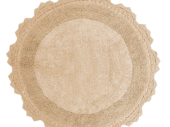 Πατάκι Μπάνιου Στρογγυλό Des. Lace Beige Anna Riska 60X60 60x60cm 100% Βαμβάκι