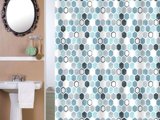 Κουρτίνα Μπάνιου Υφασμάτινη Σχ. Νόβα Blue Viopros 240Πx180Υ 240x180cm Πολυέστερ