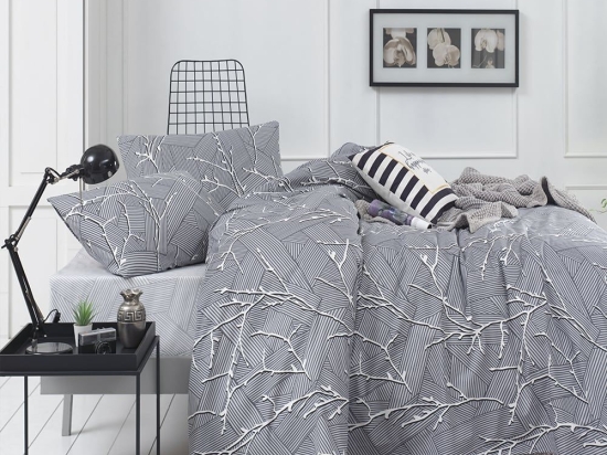 Σεντόνια Premium 5003 (Σετ 4τμχ) Grey Anna Riska Υπέρδιπλο 230x260cm 100% Βαμβάκι