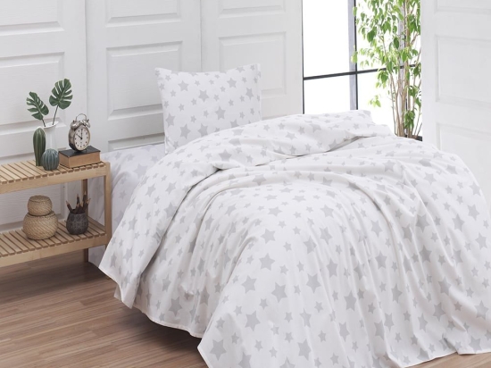 Σεντόνια 2540 (Σετ 3τμχ) Grey Viopros Μονό 175x260cm 100% Βαμβάκι