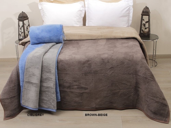 Κουβέρτα Δίχρωμη Polycotton Ciel-Grey Viopros Μονό 160x220cm Ακρυλικό-Πολυέστερ