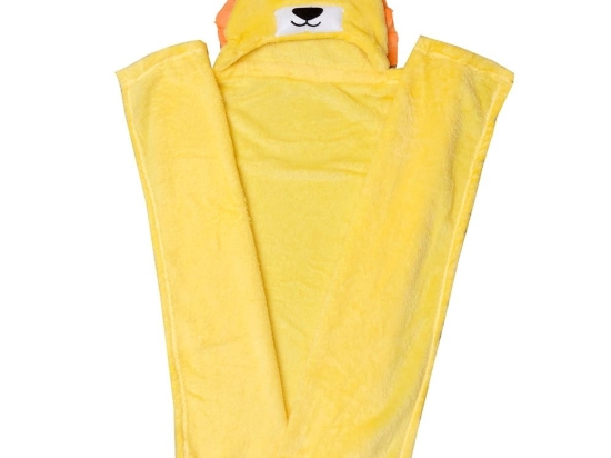 Κουβέρτα Βρεφική Fleece Με Κουκούλα 86 Yellow Viopros Αγκαλιάς Πολυέστερ