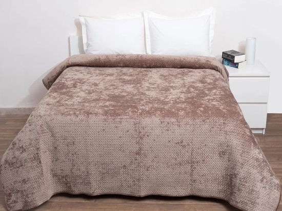 Κουβερλί Verona Velvet Beige Anna Riska Υπέρδιπλo 220x240cm Microfiber-Polyester