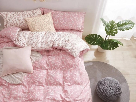 Σεντόνια Πατρίσια Mε Λάστιχο (Σετ 4τμχ) Beige-Pink Viopros Υπέρδιπλo 160x225cm 100% Βαμβακοσατέν