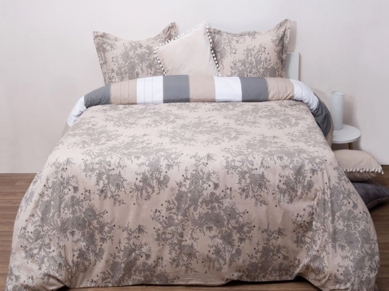 Πάπλωμα Satin 4001 (Σετ 3τμχ) Greige Anna Riska Υπέρδιπλο 220x240cm 100% Βαμβακοσατέν