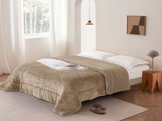 Κουβερτοπάπλωμα Μοντάνα Beige Viopros Μονό 160x220cm Silicon Fiber