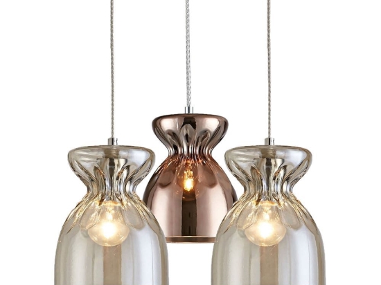 Φωτιστικό Οροφής 77-3718 SE4314-03 Domenico Congac-Copper Glass - Chrome Homelighting Γυαλί