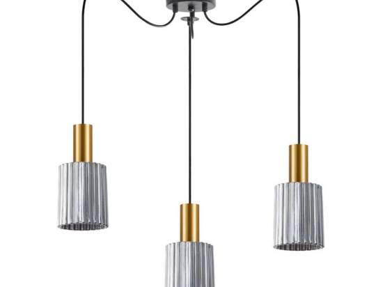 Φωτιστικό Οροφής Κρεμαστό Adept Tube 77-8576 12x300cm 3xE27 60W Gold-Smoke Homelighting Μέταλλο,Γυαλί