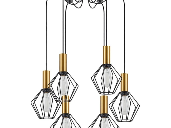 Φωτιστικό Οροφής Adept Tube 77-8618 65x65x300cm 6xE27 60W Black-Gold Homelighting