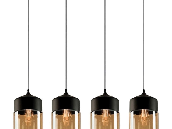 Φωτιστικό Οροφής - Ράγα Gaby 77-8790 90x18x150cm 4xE27 60W Black-Honey Homelighting