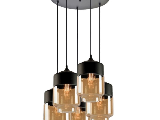 Φωτιστικό Οροφής Gaby 77-8791 43x43x150cm 5xE27 60W Black-Honey Homelighting