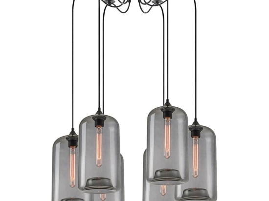 Φωτιστικό Οροφής Feint 77-8786 50x50x300cm 6xE27 60W Black-Smoke Homelighting