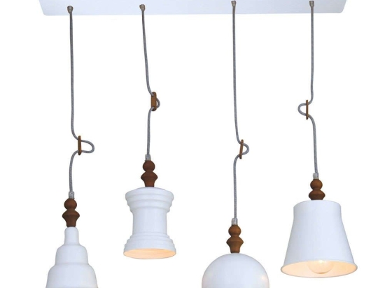 Φωτιστικό Οροφής - Ράγα Trixy HL-048RS-4P 77-2745 90x15x110cm 4xE27 60W  White-Brown Homelighting