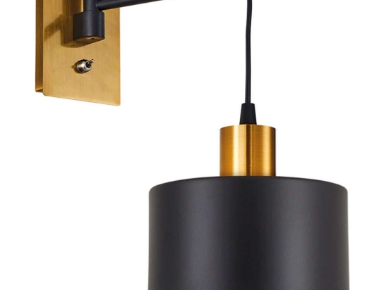 Φωτιστικό Τοίχου - Απλίκα Adept 77-8359 14x27x34cm 1xE27 60W Black-Gold Homelighting