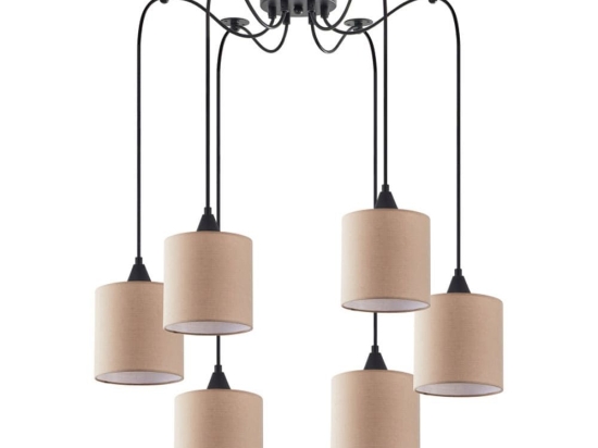 Φωτιστικό Οροφής Κρεμαστό Adept 77-9026 50x300cm 6xE27 60W Brown Homelighting Ύφασμα