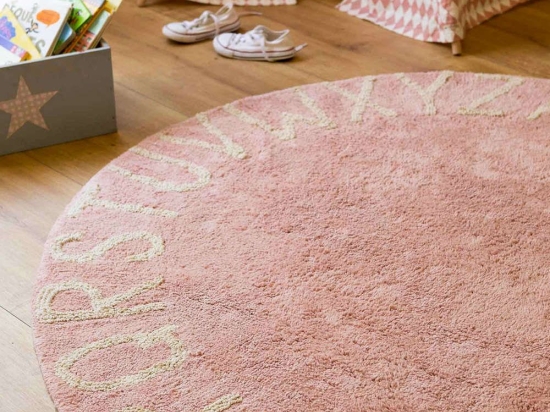 Χαλί Παιδικό Abc Στρογγυλό Απαλό Ροζ Lorena Canals 150X150cm Round