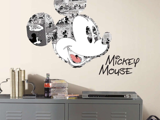 Αυτοκόλλητα Τοίχου RΜΚ2860 "Mickey Mouse Graphic" 28x57,51x6,5,63x70,64,5x63cm Grey Roommates