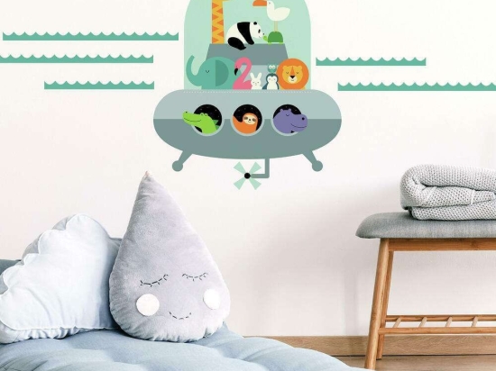 Αυτοκόλλητα Τοίχου RΜΚ4116 "Ζωάκια-ufo" 55x64cm Multi Roommates