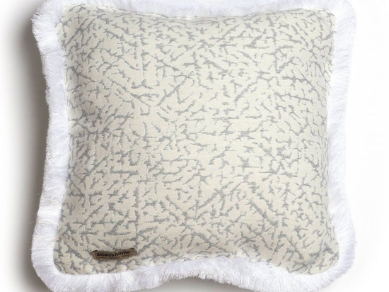 Μαξιλαροθήκη Διακοσμητική Athos Trimming Sugar-Grey Aslanis Home 45X45 Βαμβάκι-Chenille