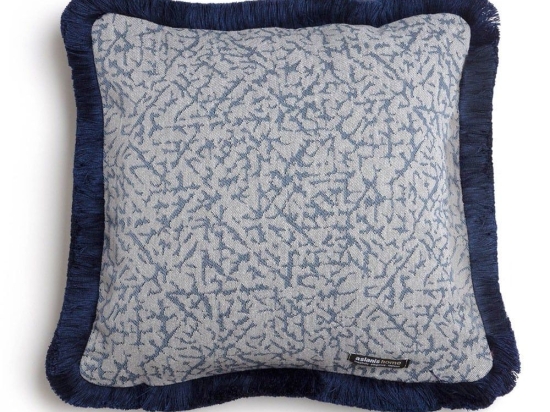 Μαξιλαροθήκη Διακοσμητική Athos Trimming Blue-Grey Aslanis Home 45X45 Βαμβάκι-Chenille