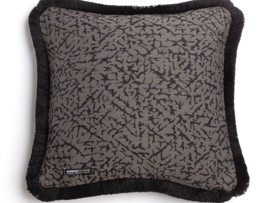 Μαξιλαροθήκη Διακοσμητική Athos Trimming Choco-Black Aslanis Home 45X45 Βαμβάκι-Chenille