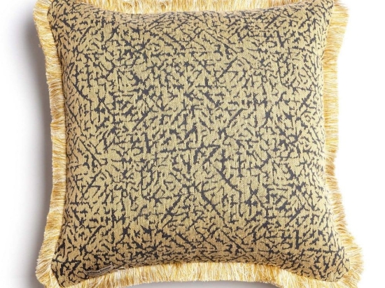 Μαξιλαροθήκη Διακοσμητική Athos Trimming Gold-Grey Aslanis Home 60Χ60 Βαμβάκι-Chenille