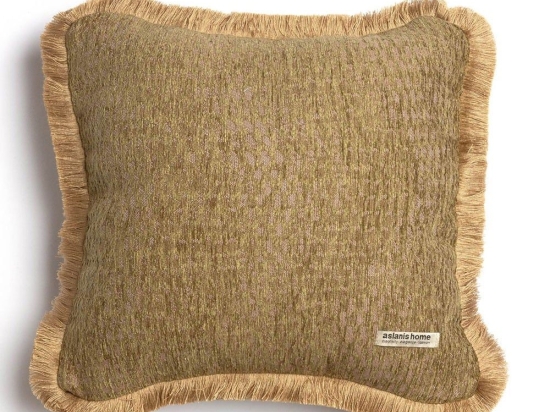 Μαξιλαροθήκη Διακοσμητική Ismaros Trimming Olive-Beige Aslanis Home 45X45 Βαμβάκι-Chenille