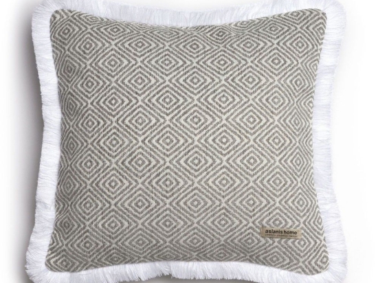 Μαξιλαροθήκη Διακοσμητική Panion Trimming Grey-Sugar Aslanis Home 45X45 Βαμβάκι-Chenille