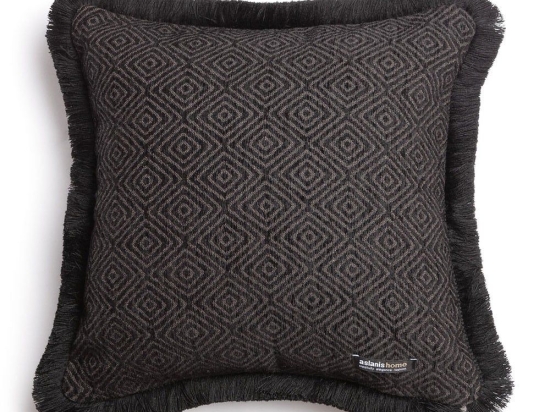 Μαξιλαροθήκη Διακοσμητική Panion Trimming Black-Beige Aslanis Home 45X45 Βαμβάκι-Chenille