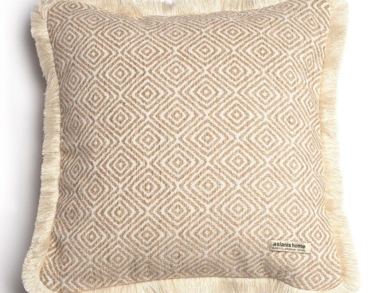 Μαξιλαροθήκη Διακοσμητική Panion Trimming Beige-Ecru Aslanis Home 45X45 Βαμβάκι-Chenille