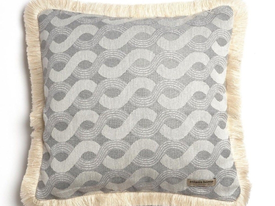 Μαξιλαροθήκη Διακοσμητική Pinovo Trimming Grey Aslanis Home 45X45 Βαμβάκι-Chenille