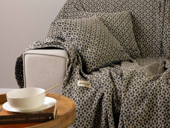 Ριχτάρι Vermio Anthracite-Beige Aslanis Home Πολυθρόνα 180x180cm Βαμβάκι-Polycotton