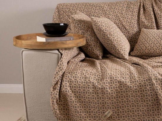 Ριχτάρι Vermio Beige-Chocolate Aslanis Home Τετραθέσιο 180x350cm Βαμβάκι-Polycotton