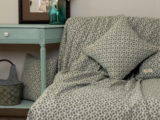 Ριχτάρι Vermio Mint-Choco Aslanis Home Πολυθρόνα 180x180cm Βαμβάκι-Polycotton