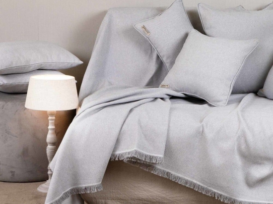 Ριχτάρι Atheras Grey Aslanis Home Τετραθέσιο 180x350cm Βαμβάκι-Πολυέστερ