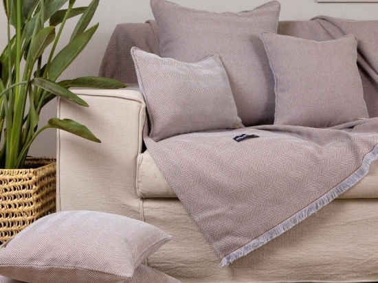 Ριχτάρι Atheras Greige Aslanis Home Τετραθέσιο 180x350cm Βαμβάκι-Πολυέστερ
